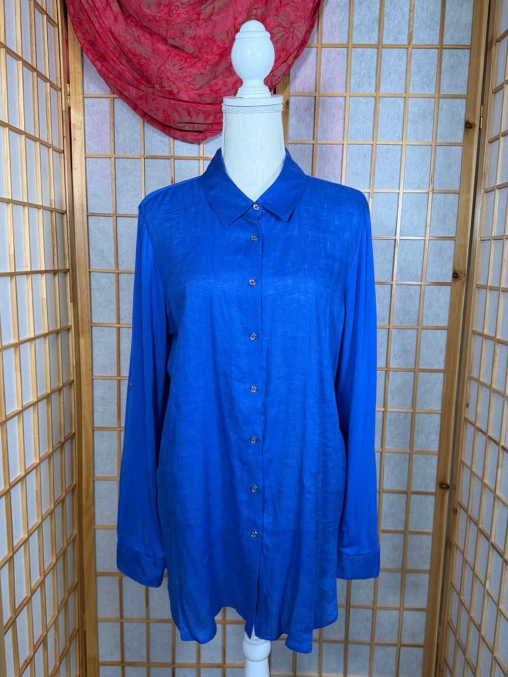 Calvin Klein Cobalt Blue Long Sleeve Button-Down Shirt
